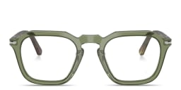 Shop PERSOL Unisex Square Eyeglasses in Transparent Green online.