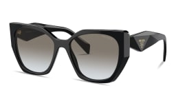 Shop PRADA Logo Signature Pillow Sunglasses in Black online.