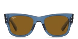 Shop Ray-Ban Mega Wayfarer Unisex Square Sunglasses in Transparent Blue online.