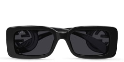 Shop GUCCI Rectangle Sunglasses in Black online.