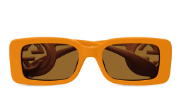 Shop GUCCI Rectangle Sunglasses in Orange online.