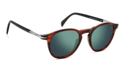 Shop DAVID BECKHAM Round Sunglasses in Brown Horn online.