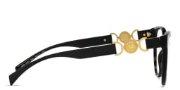 Shop VERSACE Medusa Wide Cat-Eye Eyeglasses in Black online.