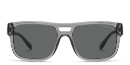 Shop Emporio Armani Logo Pillow Sunglasses in Transparent Grey online.