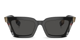 Shop BURBERRY Square Sunglasses in Black Vintage Check online.