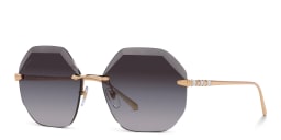 Shop BVLGARI Oversized Rimless Irregular Sunglasses in Gold online.