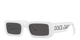 Shop Dolce & Gabbana Rectangle Sunglasses in White online.