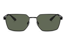 Shop Emporio Armani Rectangle Sunglasses in Matte Black online.