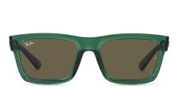 Shop Ray-Ban Warren Unisex Rectangle Sunglasses in Transparent Green online.