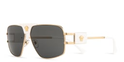 Shop VERSACE Medusa-Embellished Pilot Sunglasses in Gold online.