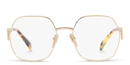 Shop PRADA Wide Irregular Eyeglasses in Pale Gold online.
