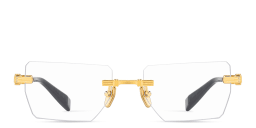 Shop BALMAIN Unisex Rimless Rectangle Eyeglasses in Gold online.