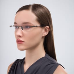 Shop BALMAIN Unisex Rimless Rectangle Eyeglasses in Black online.