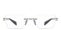 Shop BALMAIN Unisex Rimless Rectangle Eyeglasses in Silver online.