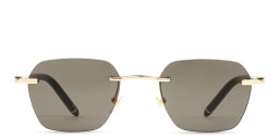 Shop MONTBLANC Rimless Irregular Sunglasses in Gold online.