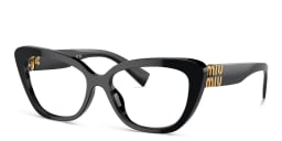 Shop MIU MIU Wide Cat-Eye Eyeglasses in Black online.