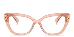 Shop MIU MIU Wide Cat-Eye Eyeglasses in Transparent Pink online.