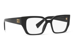 Shop MIU MIU Rectangle Eyeglasses in Matte Black online.