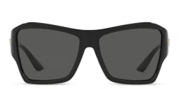 Shop VERSACE Medusa Oversized Irregular Sunglasses in Black online.