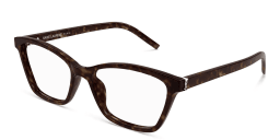 Shop SAINT LAURENT Wide Cat-Eye Eyeglasses in Havana online.