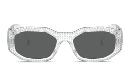 Shop VERSACE Medusa Biggie Irregular Sunglasses in Clear online.
