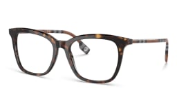 Shop BURBERRY Check Pattern Square Eyeglasses in Dark Havana online.
