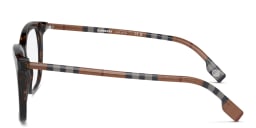 Shop BURBERRY Check Pattern Square Eyeglasses in Dark Havana online.