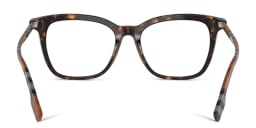 Shop BURBERRY Check Pattern Square Eyeglasses in Dark Havana online.
