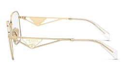 Shop PRADA Wide Irregular Eyeglasses in Pale Gold online.