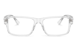 Shop VERSACE Medusa Wide Rectangle Eyeglasses in Clear online.