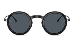 Shop GIORGIO ARMANI Unisex Round Sunglasses in Shiny Black online.