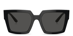 Shop Dolce & Gabbana Rhinestone DG Logo Square Sunglasses in Black online.