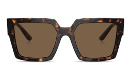 Shop Dolce & Gabbana Rhinestone DG Logo Square Sunglasses in Havana online.