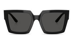 Shop Dolce & Gabbana Rhinestone DG Logo Square Sunglasses in Black online.