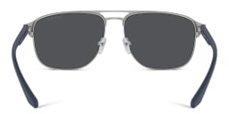 Shop Emporio Armani Pilot Sunglasses in Matte Silver/Bluette online.