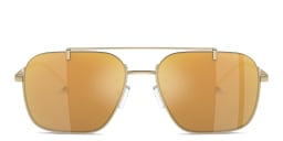 Shop Emporio Armani Rectangle Sunglasses in Gold online.
