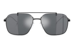 Shop Emporio Armani Rectangle Sunglasses in Shiny Black online.