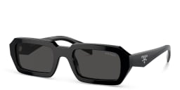Shop PRADA Rectangle Sunglasses in Black online.