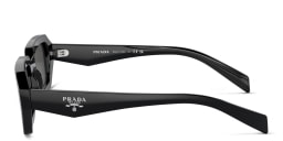 Shop PRADA Rectangle Sunglasses in Black online.