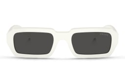 Shop PRADA Rectangle Sunglasses in White online.