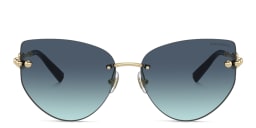 Shop TIFFANY Tiffany HardWear Wide Rimless Butterfly Sunglasses in Pale Gold online.