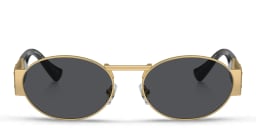 Shop VERSACE Medusa Deco Unisex Oval Sunglasses in Gold online.