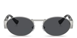 Shop VERSACE Medusa Deco Unisex Oval Sunglasses in Silver online.