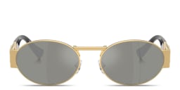 Shop VERSACE Medusa Deco Unisex Oval Sunglasses in Gold online.