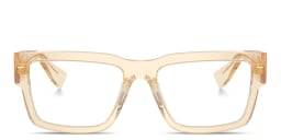 Shop MIU MIU Rectangle Eyeglasses in Transparent Sand online.