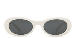 Shop MIU MIU Vertical Logo Oval Sunglasses in White online.