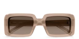 Shop SAINT LAURENT Sunrise Unisex Rectangle Sunglasses in Orange online.