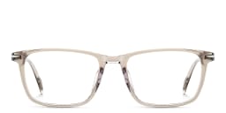Shop DAVID BECKHAM Timeless Icons Rectangle Eyeglasses in Beige Crystal online.