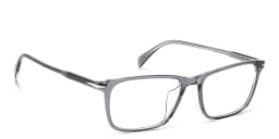 Shop DAVID BECKHAM Timeless Icons Rectangle Eyeglasses in Grey Crystal online.