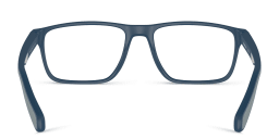 Shop Emporio Armani Logo Wide Rectangle Eyeglasses in Matte Blue online.